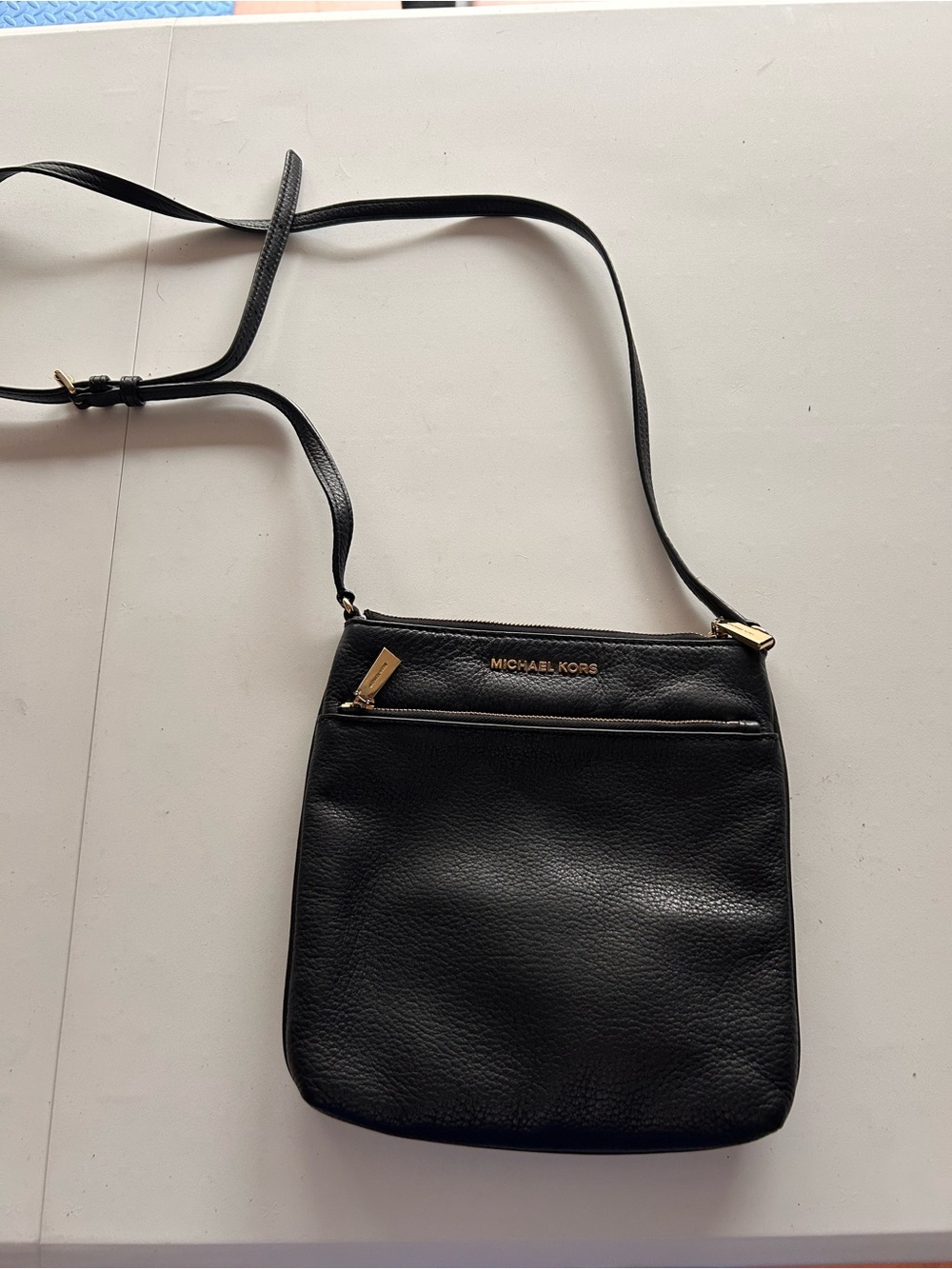 Michael Kors Black Leather Crossbody with Gold Hardware